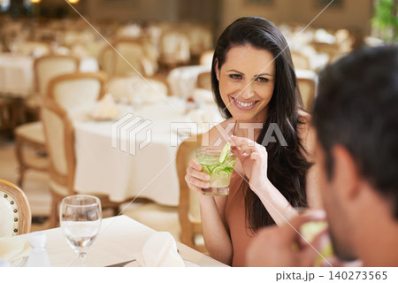 Restaurant, love and date with couple, discussion and bonding together with luxury and drinking. Romantic, man and woman with cocktail and Valentines day with lunch and weekend break with celebration Restaurant, love and date with couple, discussion and bonding together with luxury and drinking. Romantic, man and woman with cocktail and Valentines day with lunch and weekend break with celebration 140273565