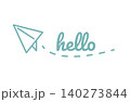 「hello」文字入り紙飛行機イラスト 140273844