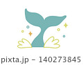 手描きのクジラのしっぽイラスト 140273845