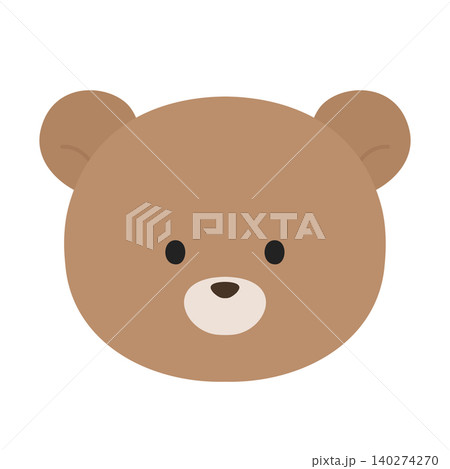 シンプルでかわいいクマの顔のフラットイラスト 140274270