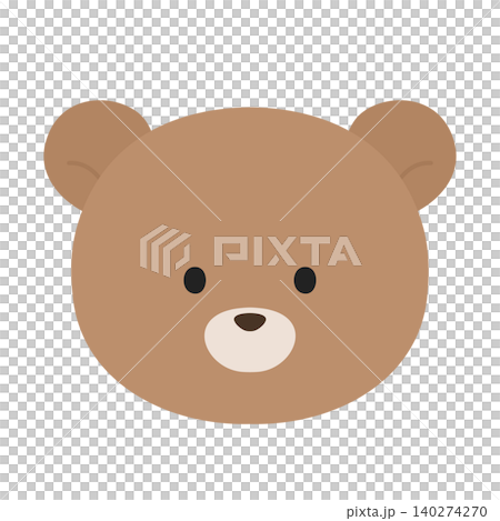 シンプルでかわいいクマの顔のフラットイラスト 140274270