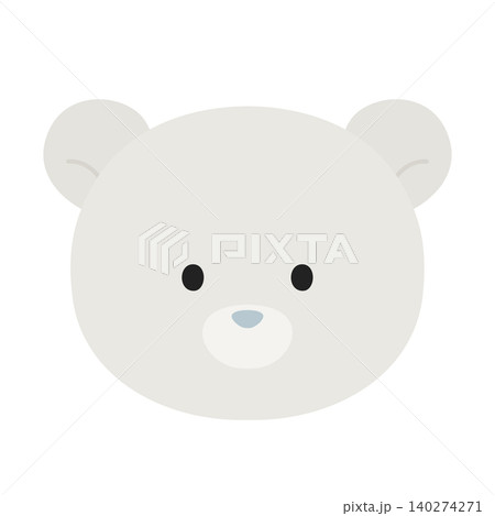 シンプルでかわいい白クマの顔のフラットイラスト 140274271