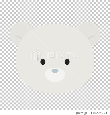 シンプルでかわいい白クマの顔のフラットイラスト 140274271