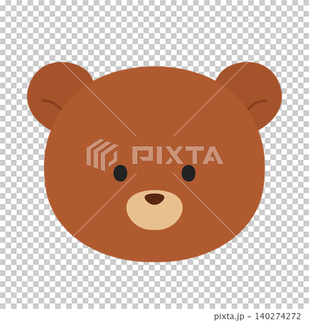 シンプルでかわいい茶色いクマの顔のフラットイラスト 140274272