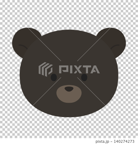 A simple and cute flat illustration of a black bear's face. 140274273