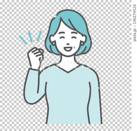 An illustration of a middle-aged woman making a triumphant gesture. An illustration of a middle-aged woman making a triumphant gesture. 140274528