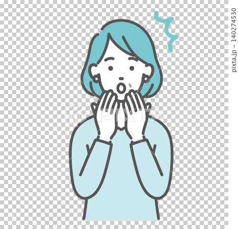 一幅中年女性驚訝表情的插圖。 一幅中年女性驚訝表情的插圖。 140274530