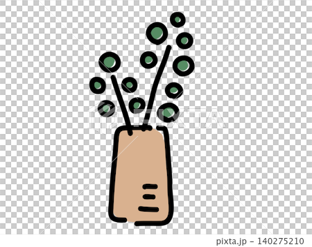 かわいいボタニカル観葉植物／手描きベクターイラスト	 140275210