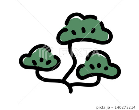 かわいい日本の盆栽 観葉植物/手描きベクターイラスト かわいい日本の盆栽 観葉植物/手描きベクターイラスト 140275214