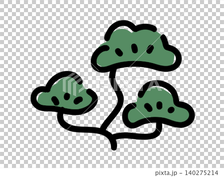 かわいい日本の盆栽 観葉植物/手描きベクターイラスト かわいい日本の盆栽 観葉植物/手描きベクターイラスト 140275214