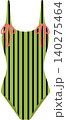 Green Striped One Piece Swimsuit Flat Illustration for Summer Beach Vacation 140275464