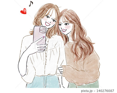 スマホで自撮りする若い女性 スマホで自撮りする若い女性 140276087