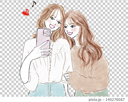 スマホで自撮りする若い女性 スマホで自撮りする若い女性 140276087