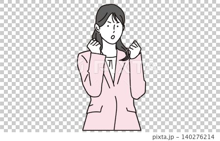 がんばるポーズのビジネスウーマンのイラスト素材 140276214