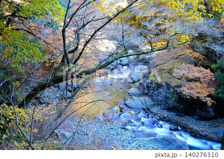【神奈川県】晩秋の早戸川渓谷の流れ 140276310