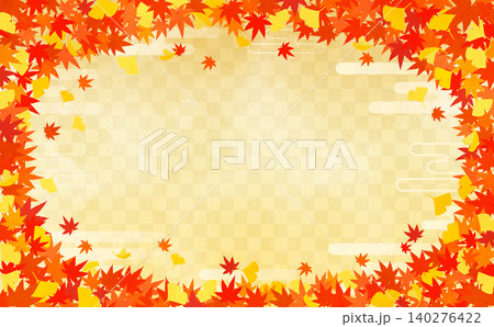 紅葉と銀杏の和風背景5_横 紅葉と銀杏の和風背景5_横 140276422