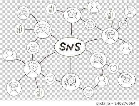 SNSを使用した繋がりモノクロ 140276664