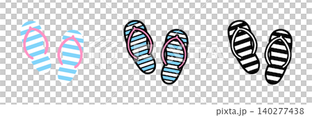A set of cute and pop-style beach sandal illustrations A set of cute and pop-style beach sandal illustrations 140277438
