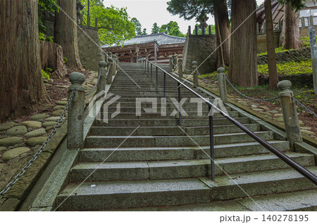 山形 善寳寺 参道石段より本堂を望む 山形 善寳寺 参道石段より本堂を望む 140278195
