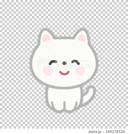 一隻貓咧嘴笑著坐著 140278328