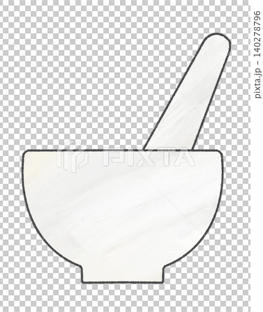 A simple illustration of a white mortar and pestle. 140278796