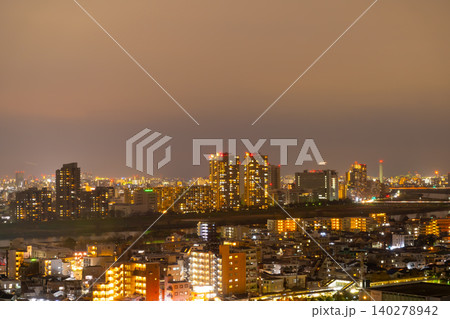 武蔵小杉から東京大田区方面を望む夜景 140278942