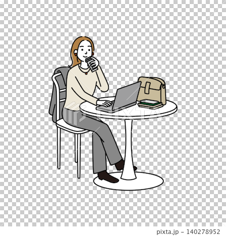 カフェでパソコンを操作する若い女性 カフェでパソコンを操作する若い女性 140278952