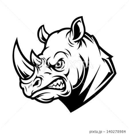 Rhino Head Illustration Character Vector Logo Template 140278984
