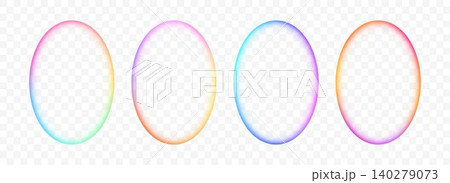 Iridescent rainbow gradient ellipse frame set. Blurred vivid oval border collection. Vibrant color rounded banner element pack. Bright colorful bubble box template bundle. Vector Iridescent rainbow gradient ellipse frame set. Blurred vivid oval border collection. Vibrant color rounded banner element pack. Bright colorful bubble box template bundle. Vector 140279073