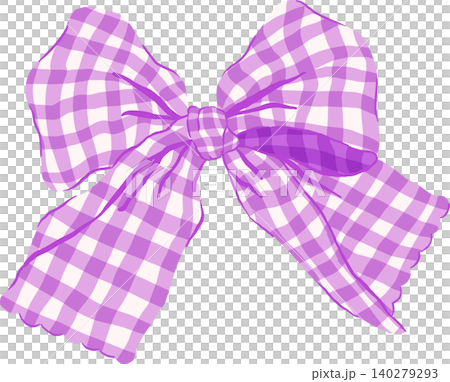 Purple Large Gingham Bow Illustration Purple Large Gingham Bow Illustration 140279293