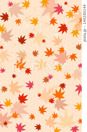 紅葉の舞い散るパターン和風背景_縦 紅葉の舞い散るパターン和風背景_縦 140280144