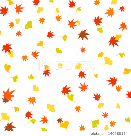 和風の紅葉と銀杏のパターン透過背景_正方形 和風の紅葉と銀杏のパターン透過背景_正方形 140280154