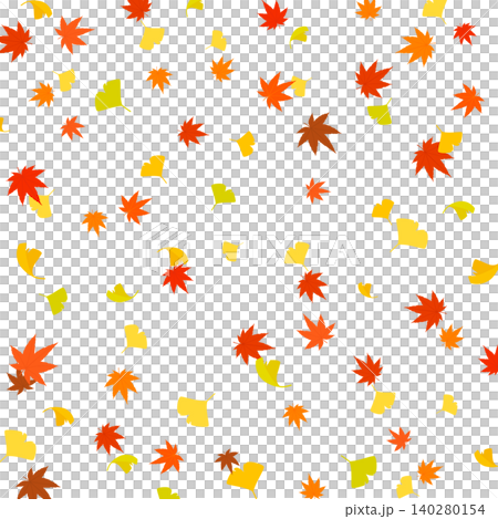和風の紅葉と銀杏のパターン透過背景_正方形 和風の紅葉と銀杏のパターン透過背景_正方形 140280154