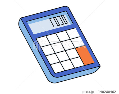 Blue electronic calculator with digital display vector illustration. Accounting services, financial planning, tax calculation, business management, education tools, math analysis. Portable computing 140280462