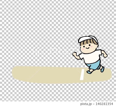 An illustration of a boy running in a school sports day race. An illustration of a boy running in a school sports day race. 140281354