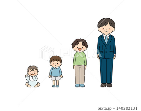 男の子の成長過程イラストセット(赤ちゃん~高校生) 男の子の成長過程イラストセット(赤ちゃん~高校生) 140282131