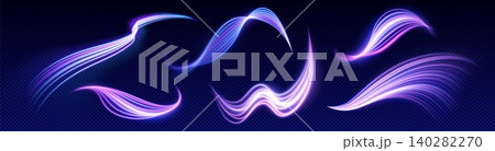 Dynamic light trails with neon glow, speed effect 140282270
