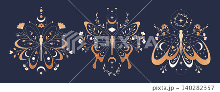 Celestial moth with moon phases, butterfly tattoo Celestial moth with moon phases, butterfly tattoo 140282357