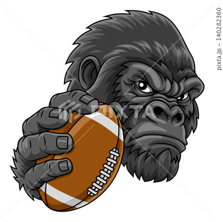 Gorilla Ape American Football Ball Mascot Cartoon Gorilla Ape American Football Ball Mascot Cartoon 140282360
