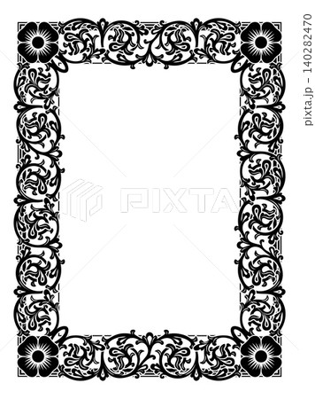 Ornate Floral Vintage Frame Border Black White Art Ornate Floral Vintage Frame Border Black White Art 140282470