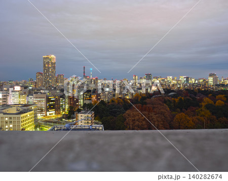 新宿から望む夜の街並みと光の風景 140282674