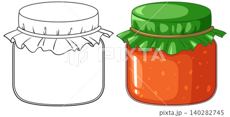 Vector Illustration of a Jam Jar in Color and Outline Vector Illustration of a Jam Jar in Color and Outline 140282745
