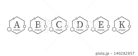 A set of icons with vitamin names 140282857