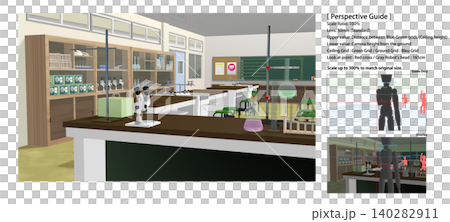 A school science lab background that can be used for animations. Includes perspective guide data for convenient character compositing. A school science lab background that can be used for animations. Includes perspective guide data for convenient character compositing. 140282911