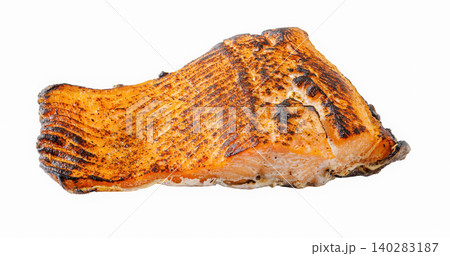 Salmon fillet grilled fish on a white Salmon fillet grilled fish on a white 140283187