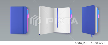 Realistic 3D notebook mockup with empty pages 140283276