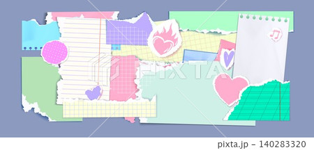 Cute scrapbook paper collage with heart signs 140283320