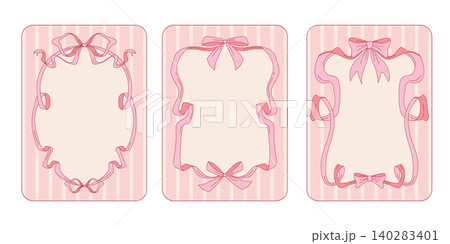 Whimsical pink ribbon frames with coquette bow 140283401