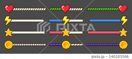 Pixel art game interface, energy bar, health gauge Pixel art game interface, energy bar, health gauge 140283566