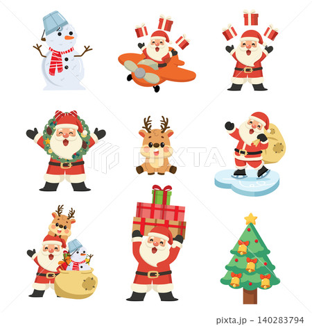 Christmas Characters and Holiday Elements Set 140283794